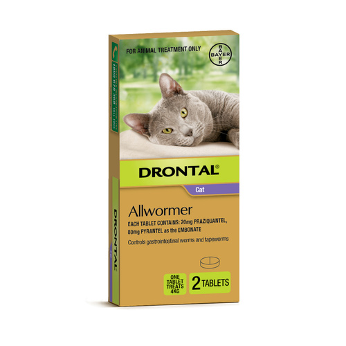 Drontal Allwormer Cat 4kg x 2 Tablets