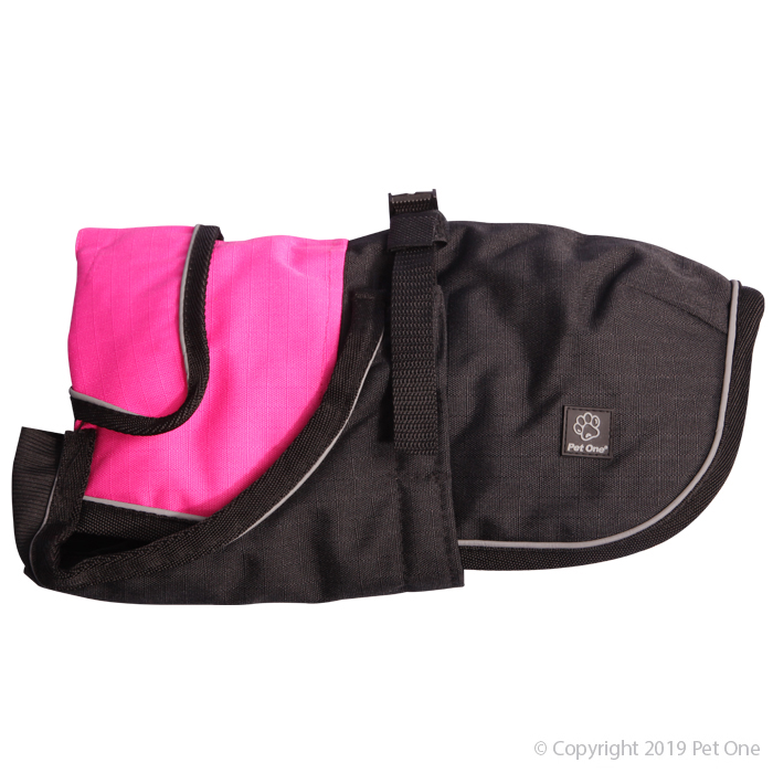 Blizzard Dog Coat Heavy Duty Waterproof Reflective Pink 55CM - 80CM