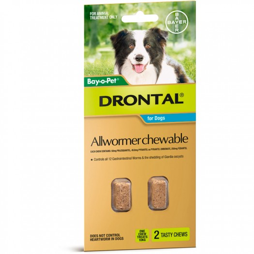 Drontal Allwormer Dogs 10kg x 2 Chews